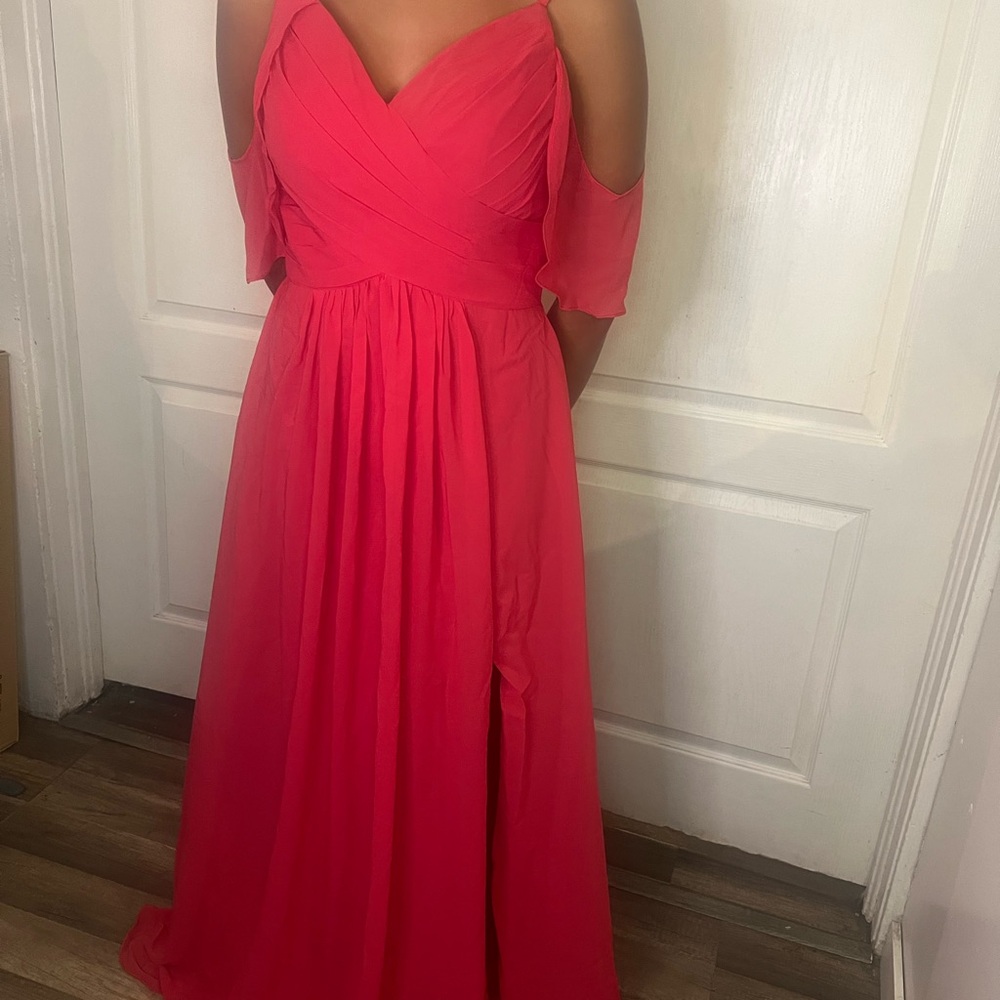 RYANTH Bridesmaid Dresses Women Formal Evening Orange‎ Satin V Neck Size 10 NWT